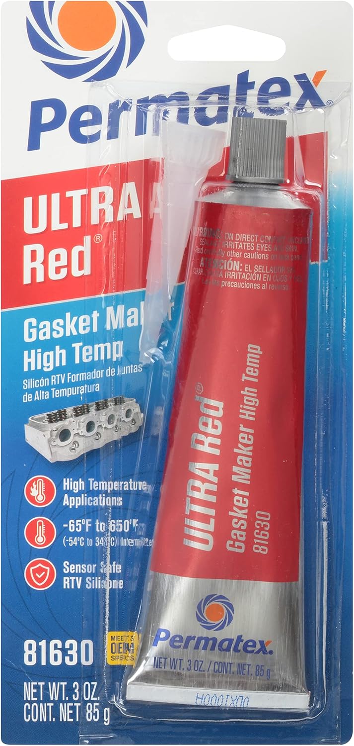 Permatex Gasket Maker; Ultra; High Temp; Red; 3.35 Ounce Tube - 81630