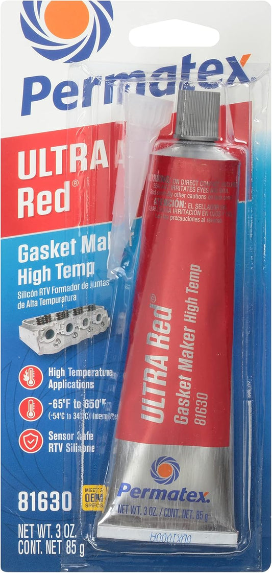 Permatex Gasket Maker; Ultra; High Temp; Red; 3.35 Ounce Tube - 81630