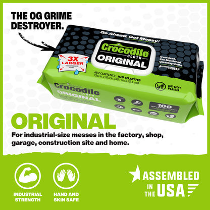 Crocodile Cloth Heavy-Duty Cleaning Wipes | Industrial Strength Shop & Garage Wipes