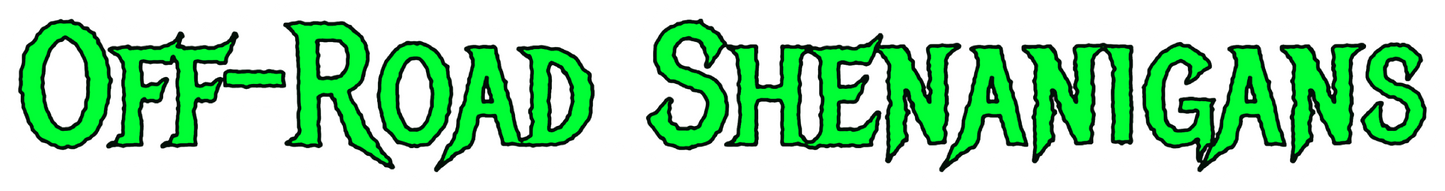 Off-Road Shenanigans Die-Cut Sticker – Fluorescent Green Logo (10.9” x 1.4”)