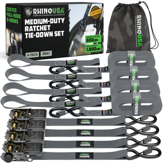 1" x 15' Ratchet Tie-Down Set (4-Pack)