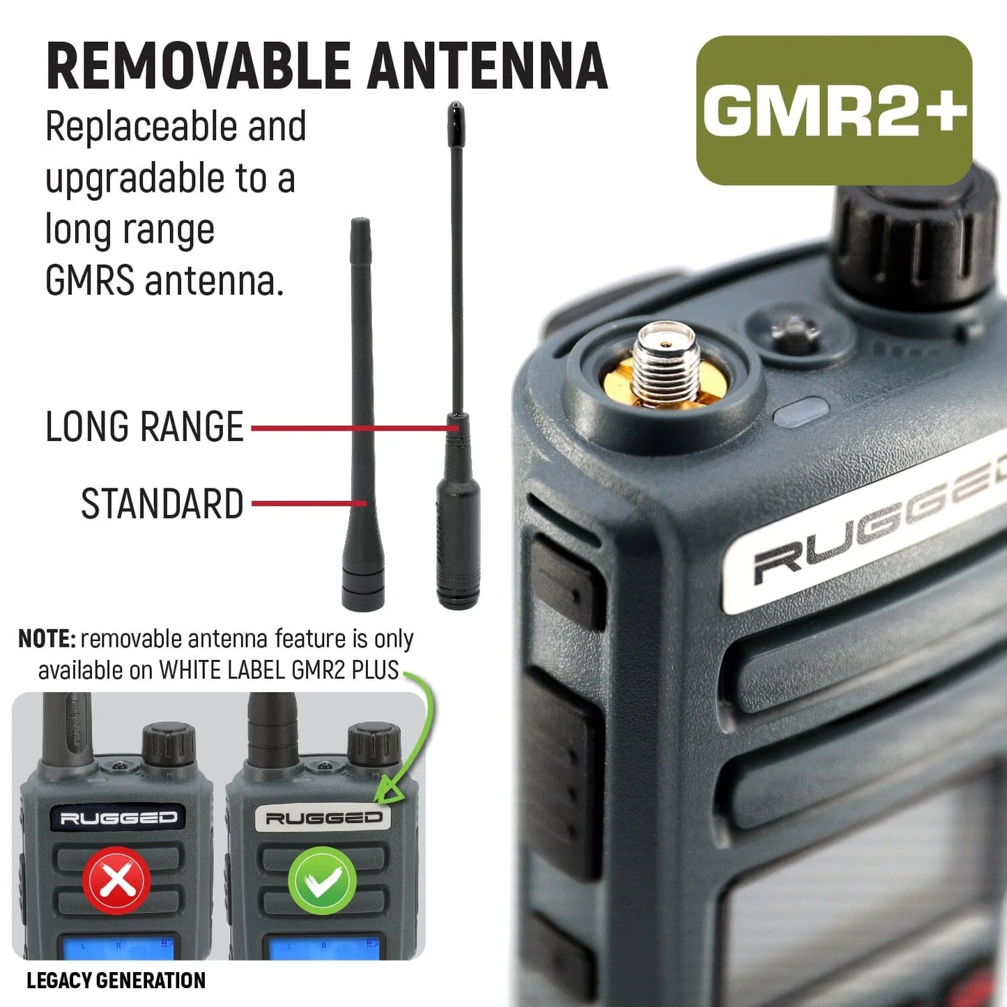 Rugged GMR2 Plus - GMRS / FRS Two Way Handheld Radio