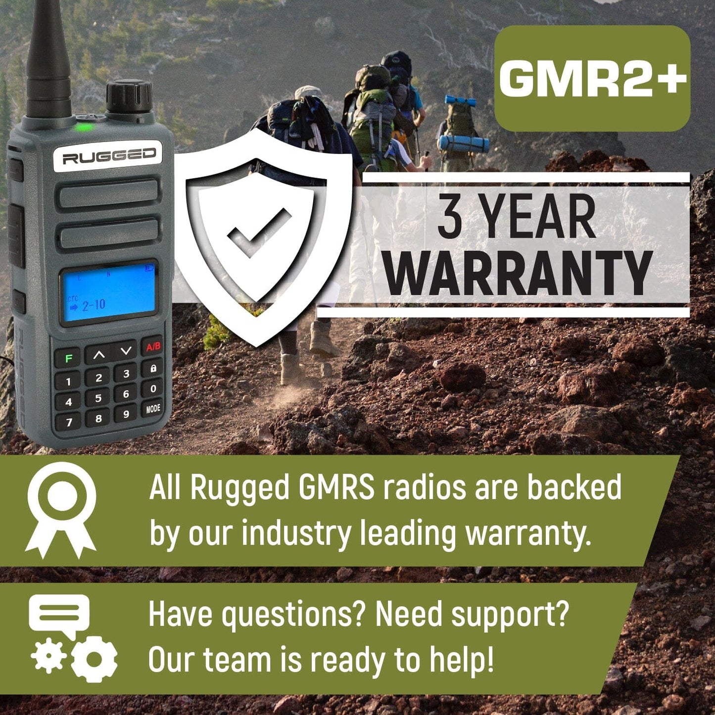 Rugged GMR2 Plus - GMRS / FRS Two Way Handheld Radio