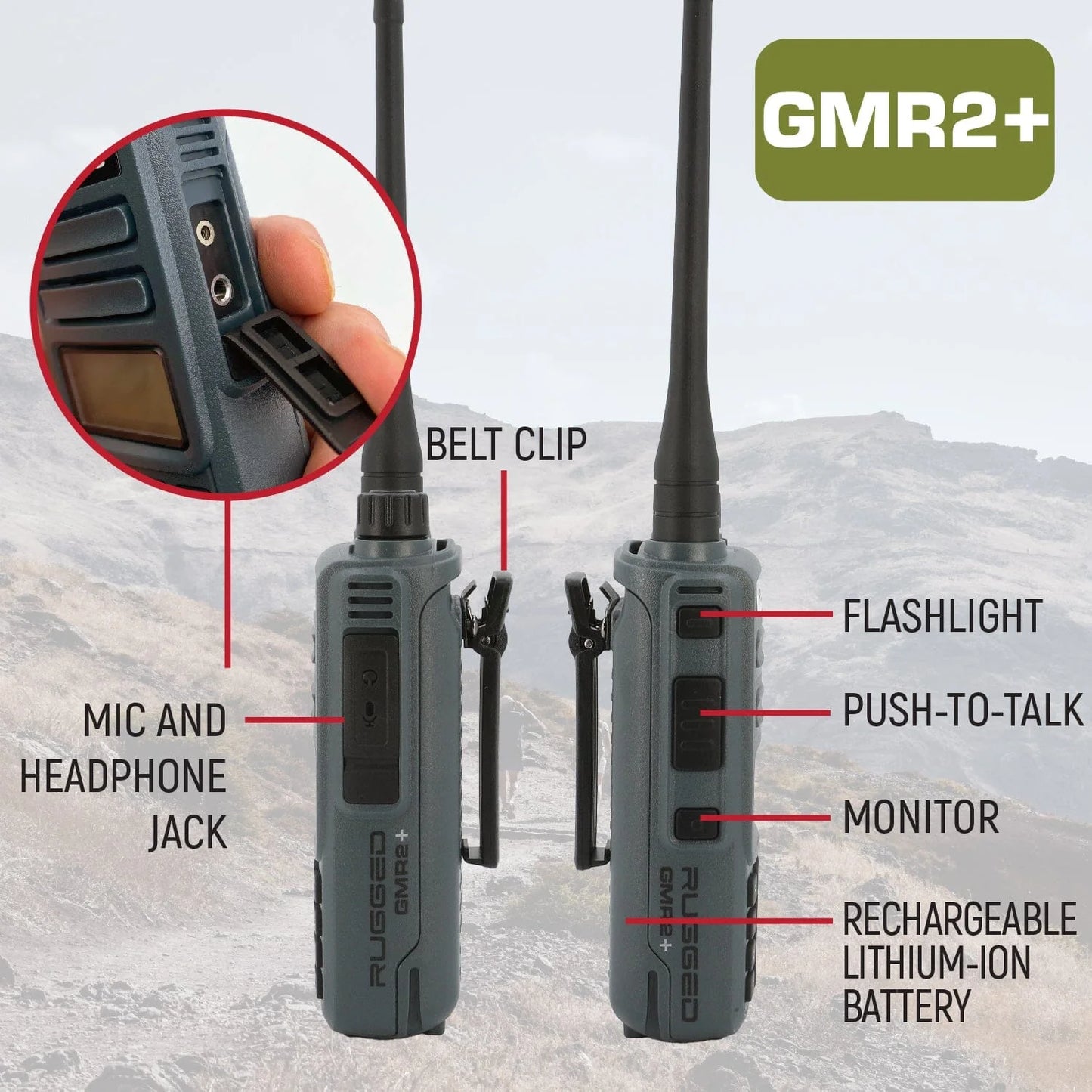Rugged GMR2 Plus - GMRS / FRS Two Way Handheld Radio